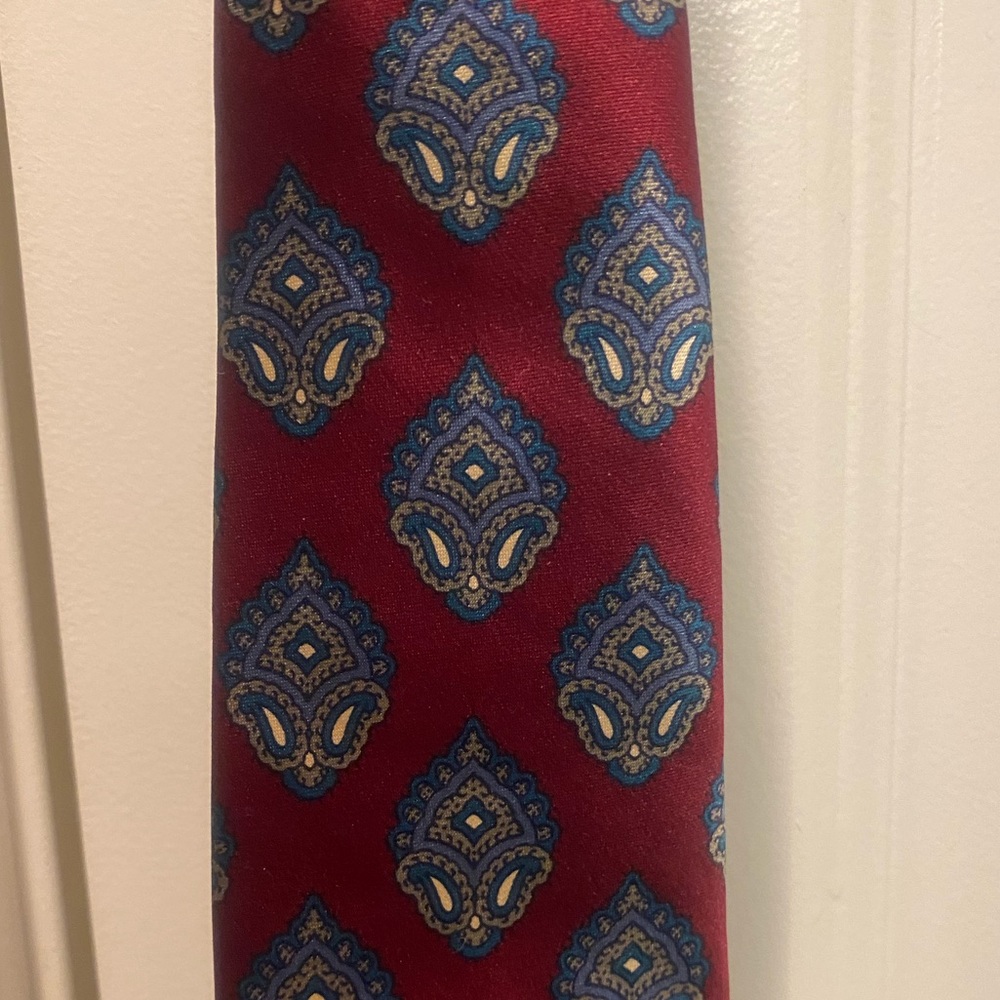 Dior Red and Blue Patterned Tie - Picture 2 of 3